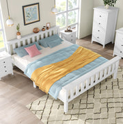 LETTO in legno massello 140 x 200 cm bianco con rete a doghe