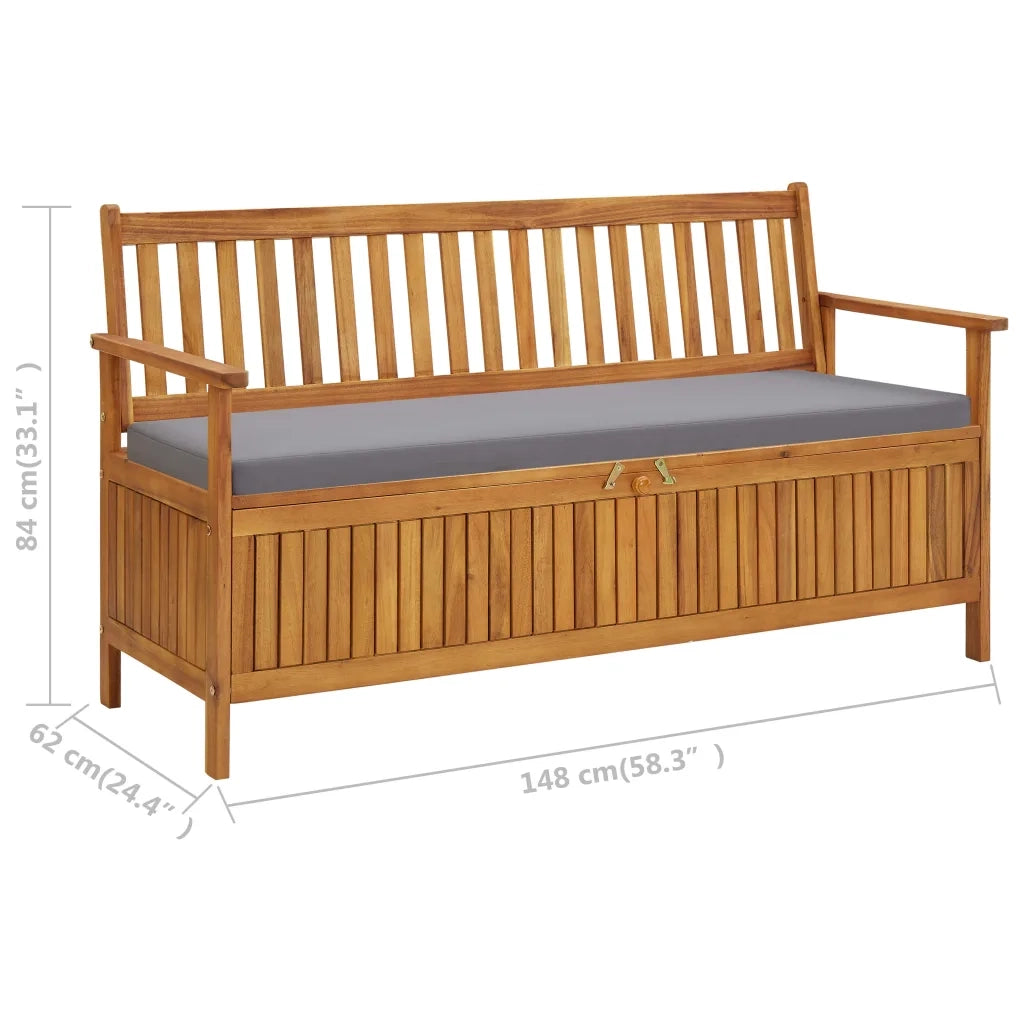 Cassapanca con Cuscini da Giardino 148 cm Massello d'Acacia cod mxl 71179