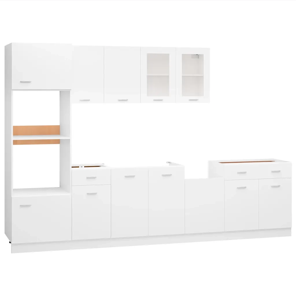 Set Armadi da Cucina 7 pz Lyon Bianco in Truciolato 3067623