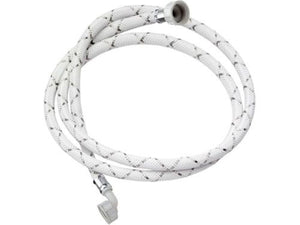 Tubo di carico con treccia in nylon bianco con banda grigia e curvetta 150 cm