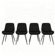Sedia da pranzo 52x51x81,5 cm in velluto nero, set da 4, con braccioli