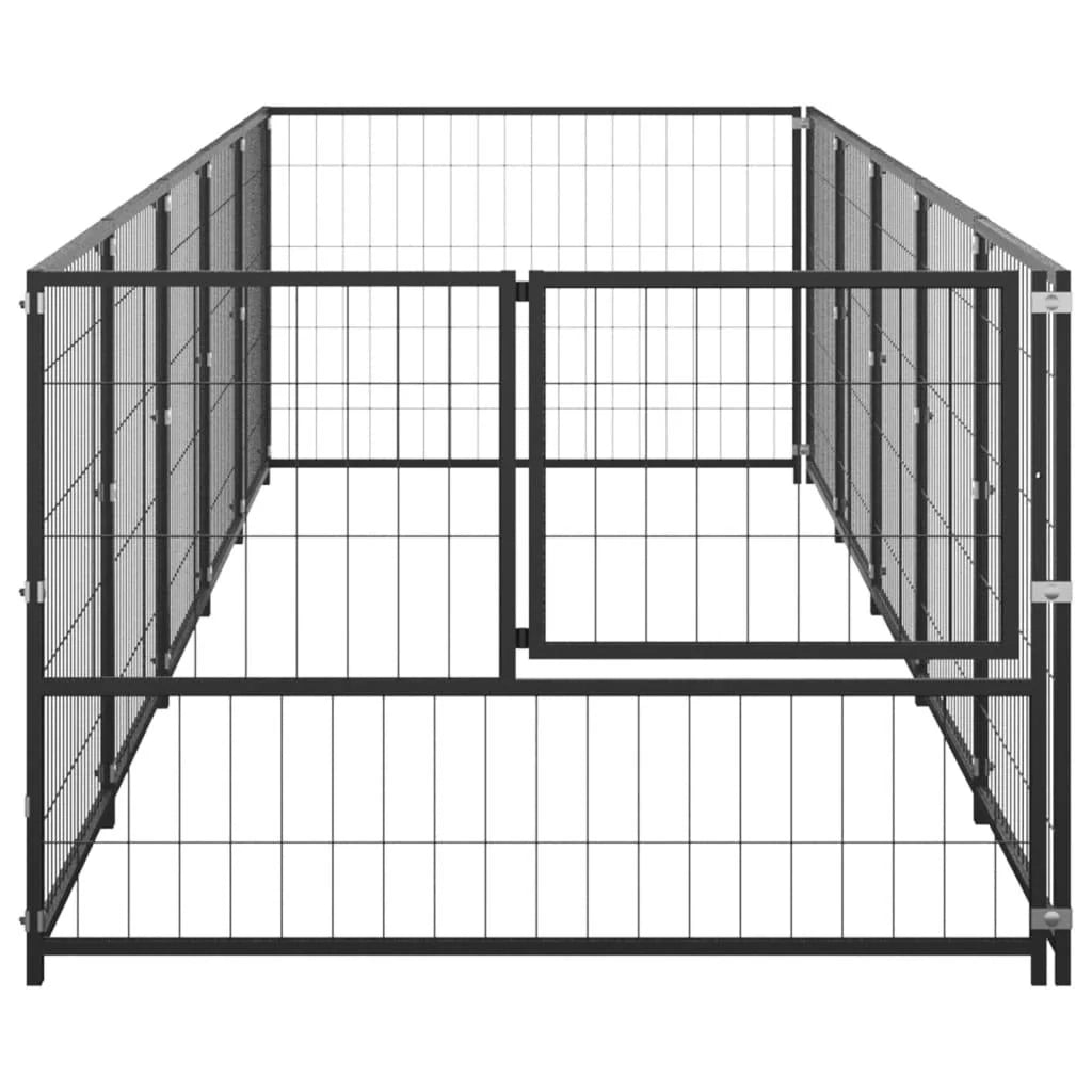 Recinto per animali da esterno per cani recinto per animali nero 5 m² acciaio 02_0000540