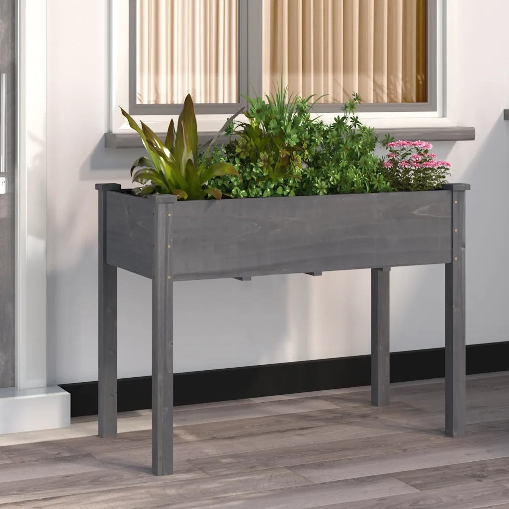 Fioriera con Fodera Grigia 118x59x76cm Legno Massello di Abetecod mxl 130770