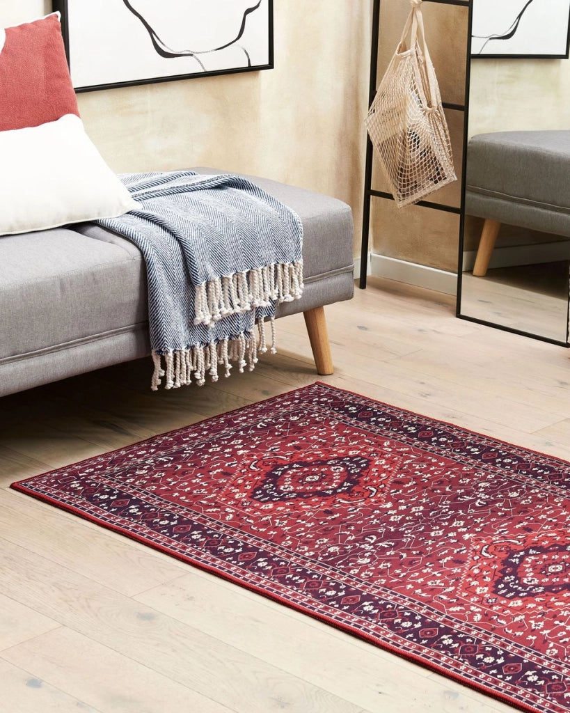 Passatoia tappeto rosso poliestere 70 x 200 cm corridoio cucina lungo tappetino antiscivolo