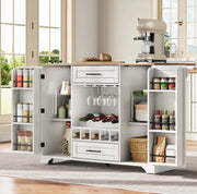 Carrello cucina con piano ribaltabile e portabottiglie, bianco