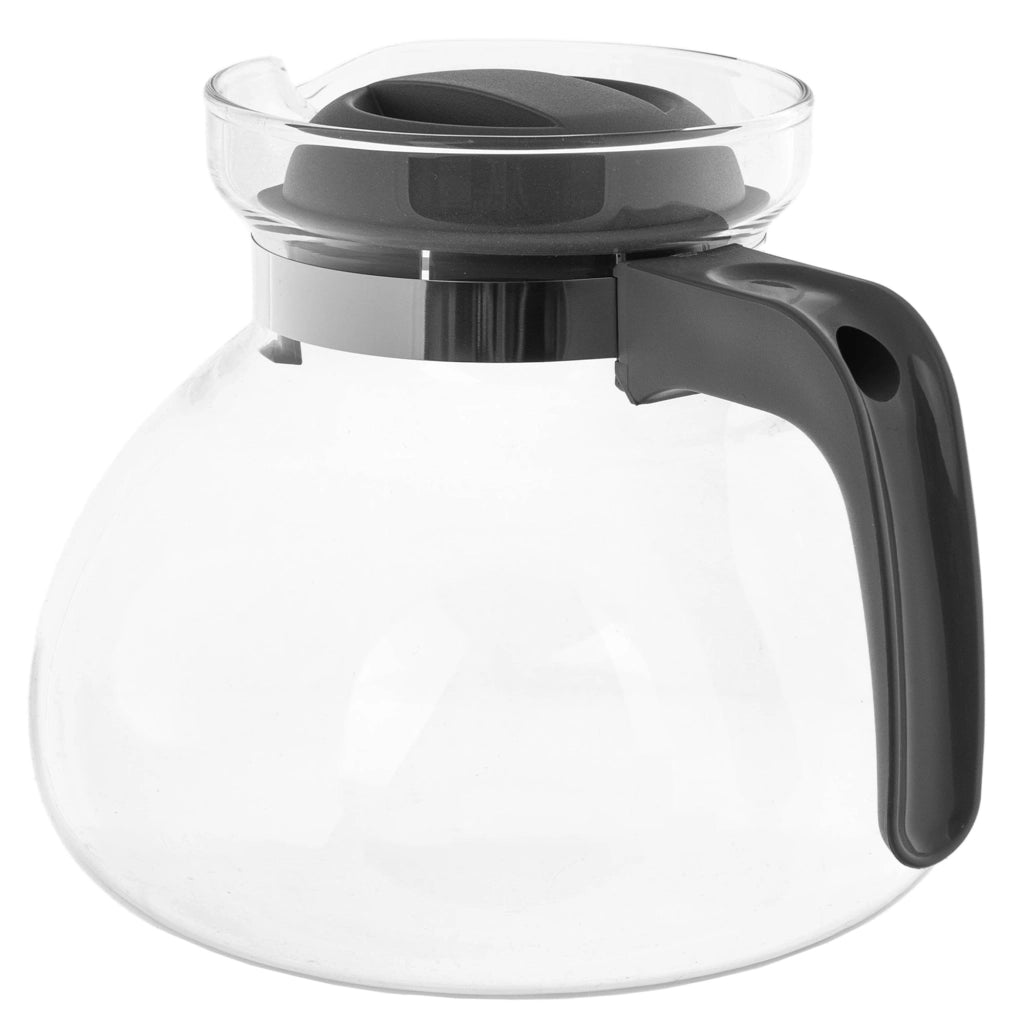 KADAX Brocca in vetro per tè e caffè da 1,7 l, resistente al calore, con coperchio, colore grigio.
