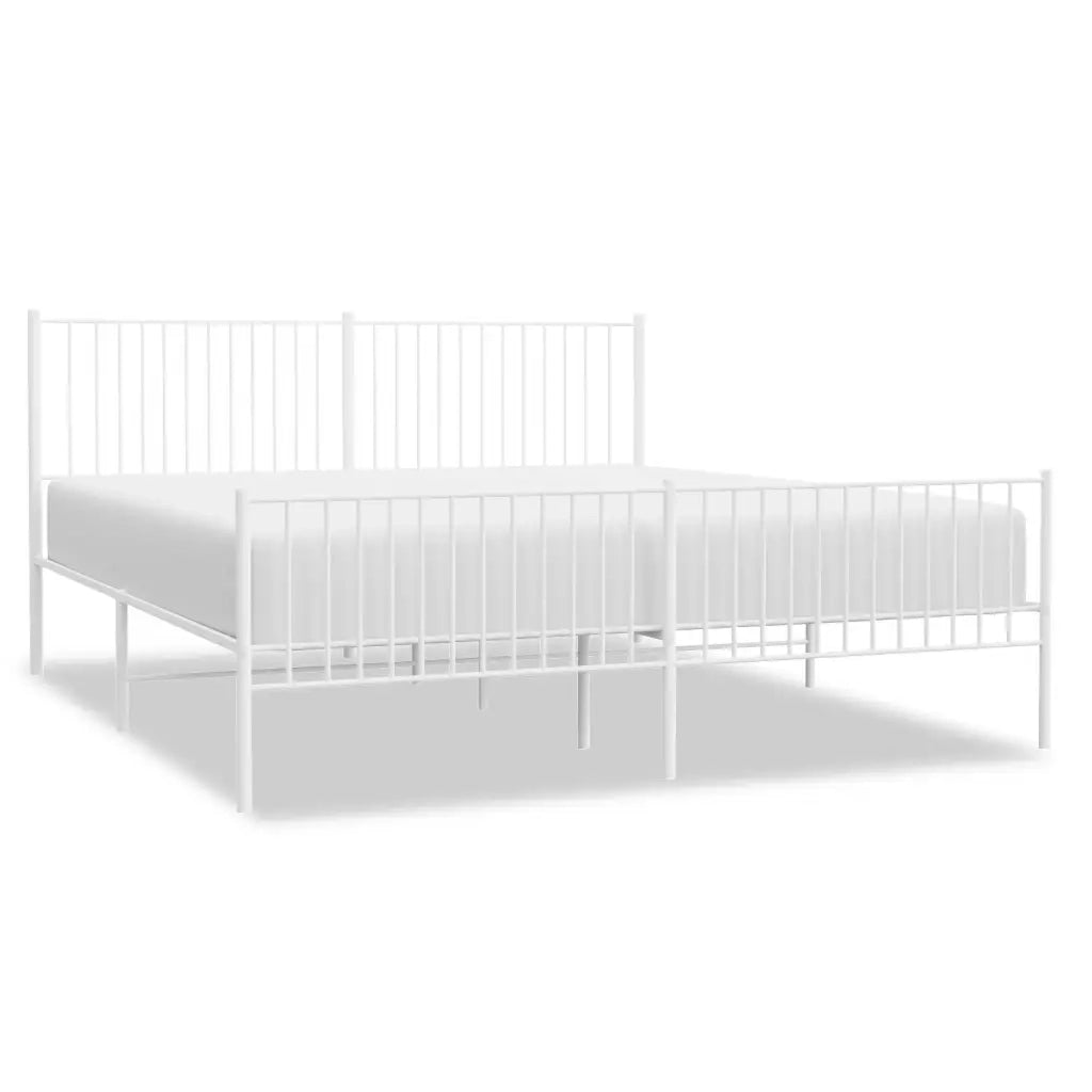 Giroletto con Testiera e Pediera Metallo Bianco 200x200 cm 350956