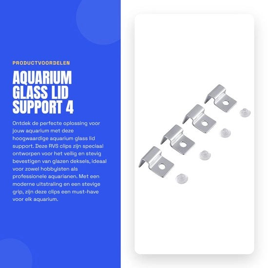 Supporto per coperchio acquario in acciaio inossidabile - set da 4 - 6 mm - antiscivolo - duraturo e corrosione resistente - clips per acquario