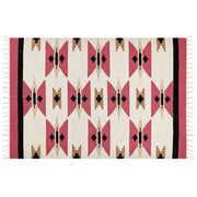 Tappeto Kilim in cotone tessuto a mano reversibile con motivo geometrico e nappe multicolore 160 x 230 cm soggiorno camera da letto