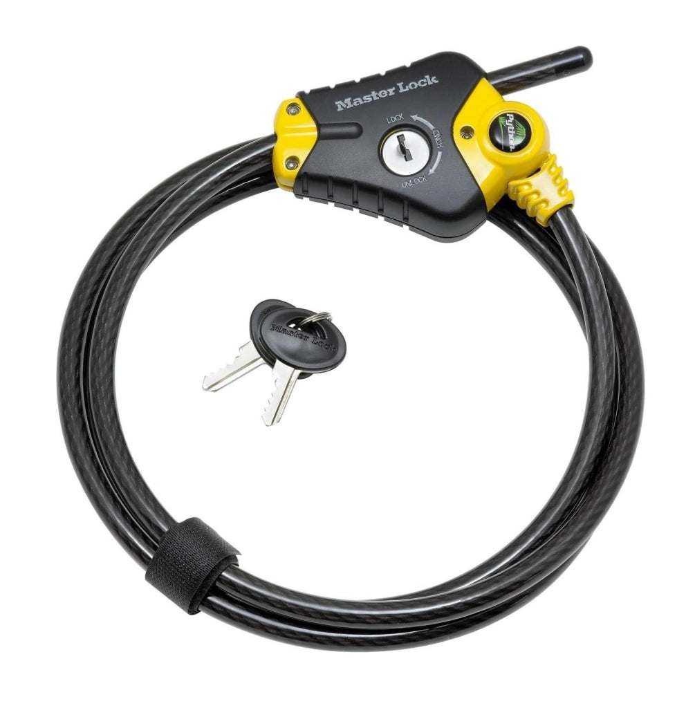 Master Lock 8433EURD Lucchetto con Cavo Python Regolabile da 30 cm a 1,8 m Diametro 10 mm Acciaio Intrecciato Chiave a Perno 4 Chiavi Incluse colore Nero