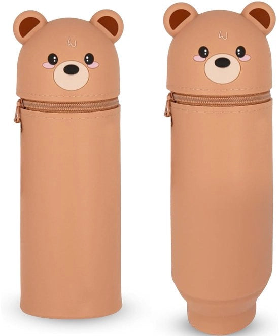 Etui in silicone morbido, 2-in-1 etui in silicone, etui cartoon, accessori scolastici divertenti, etui, contenitore per penna, grande capacità per materiali di cancelleria