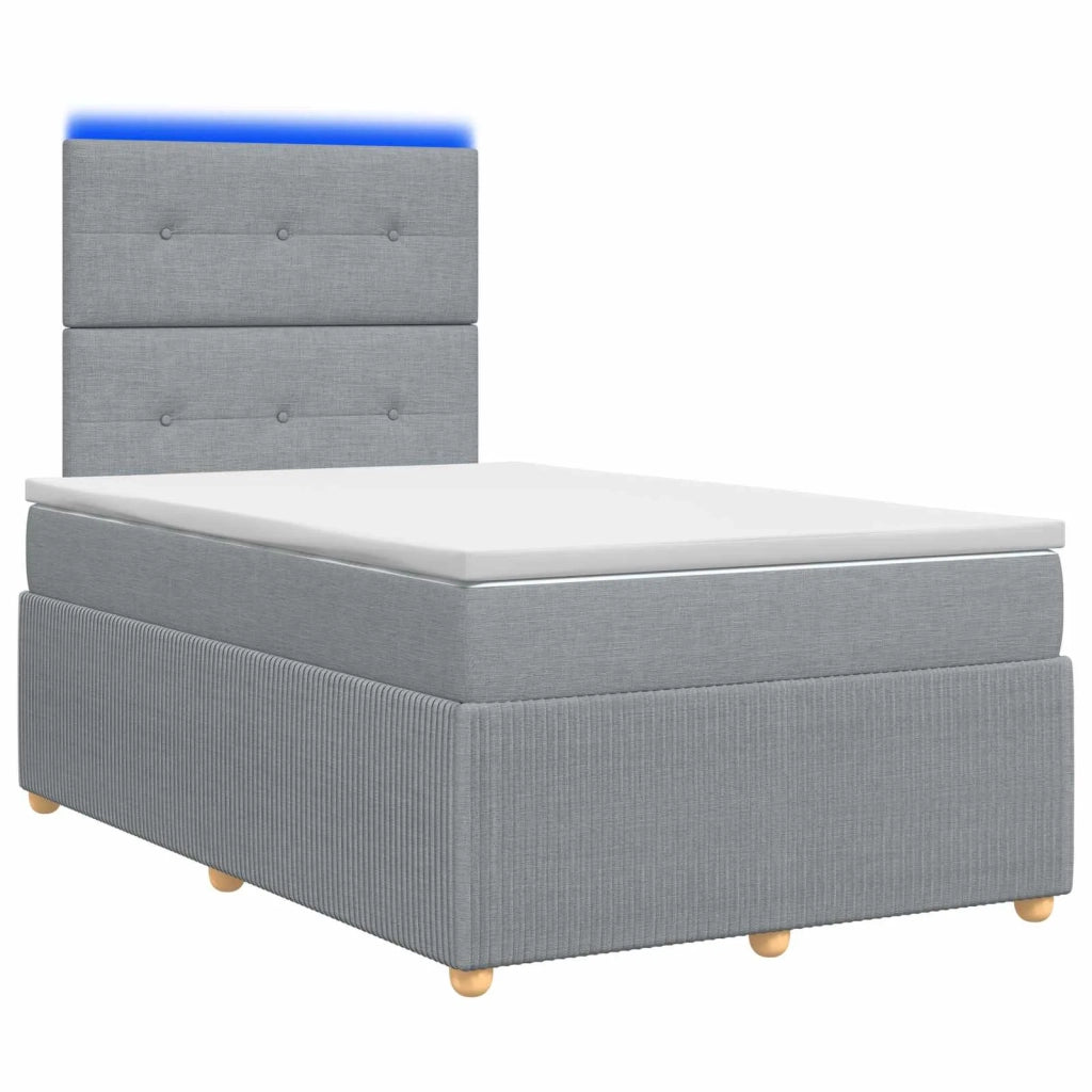 Letto Box Spring LED con Materasso Grigio Chiaro 120 x 200 cm 3455832