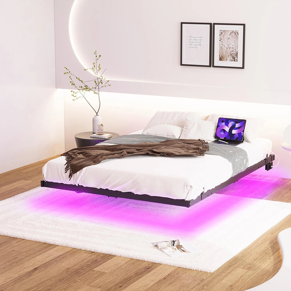 Letto sospeso 120x200cm - Xylo - LED USB metallo facile montaggio