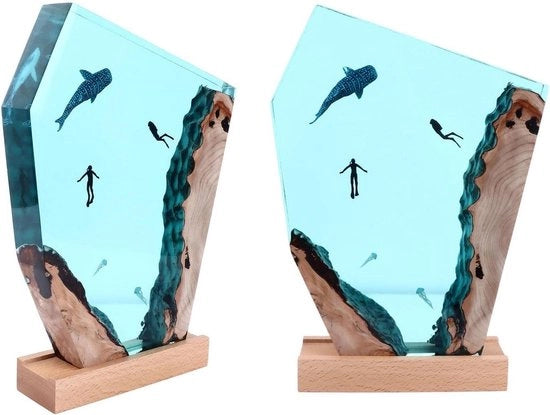 Lanterna da Parete LED Handicraft Whale Diver Ornamento da Legno Regalo