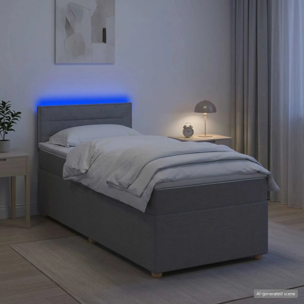 Letto box spring con materasso Grigio Chiaro 80 x 200 cm 3452282