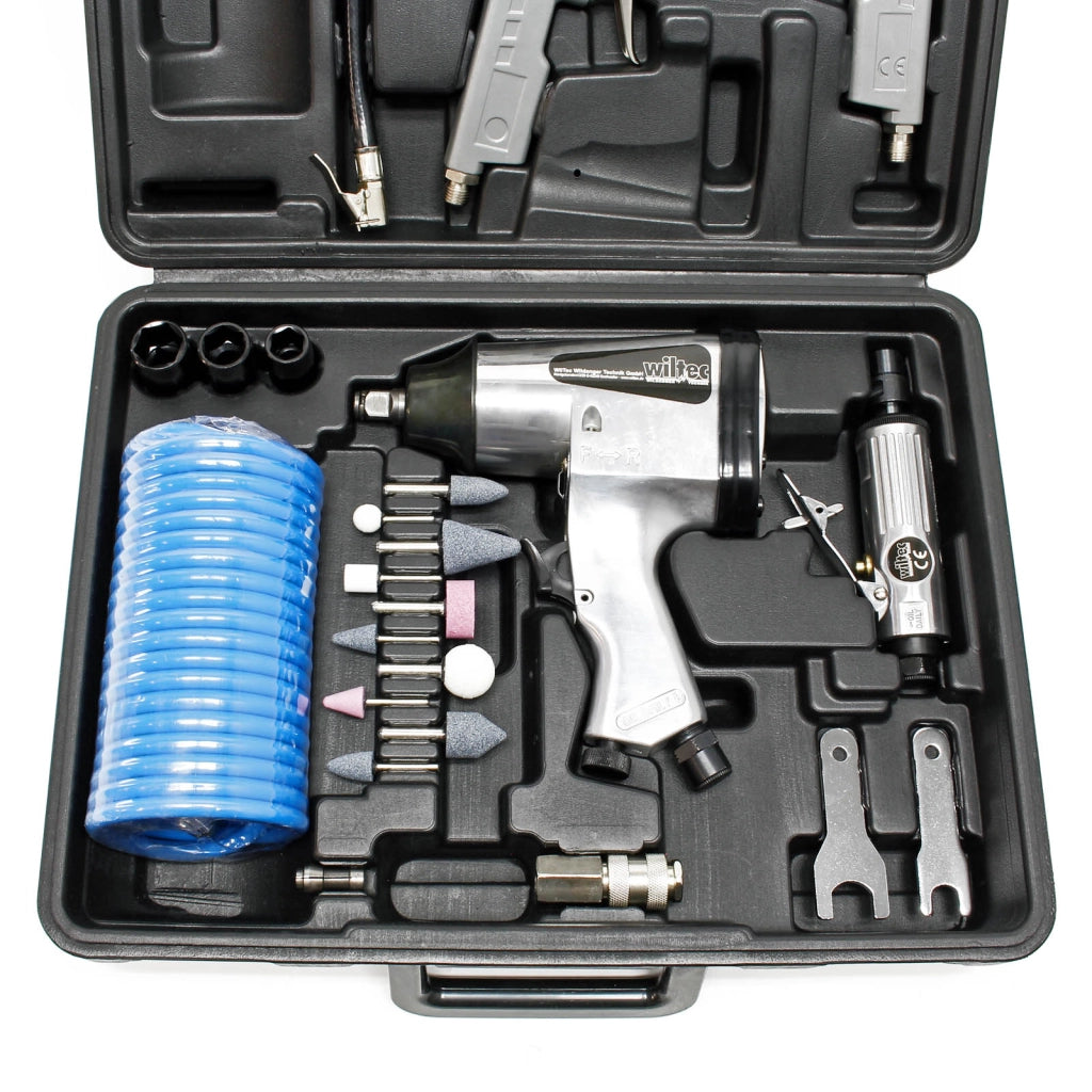 Kit accessori per compressore 27 pezzi con 4 utensili pneumatici e inserti