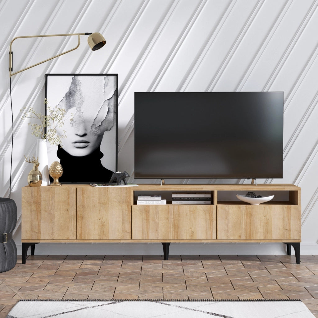 Porta TV in legno "Ross" - 180 x 35 x 52 cm - Rovere