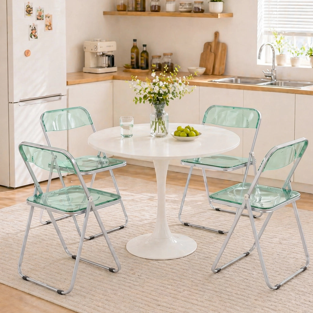 Set da 4 Sedie Pieghevoli in Acrilico Trasparenti ¨C zephmum ¨C Verde