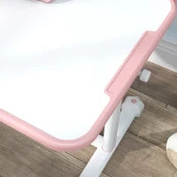 Set Scrivania e Sedia per Bambini Regolabili, Banco Scuola con Piano Inclinabile, Cassetto, Scaffale, Rosa