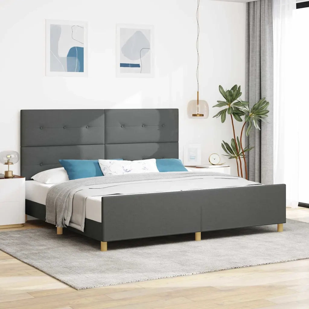 Struttura del letto Grigio scuro 200 x 200 cm Tessuto 3344754