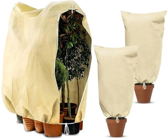 Set di 3 protezioni per piante invernali, protezione per piante invernali, sacchetto di protezione per piante con cerniera, corda per tirare per palme e ulivi (80 x 120 cm e 120 x 180 cm)