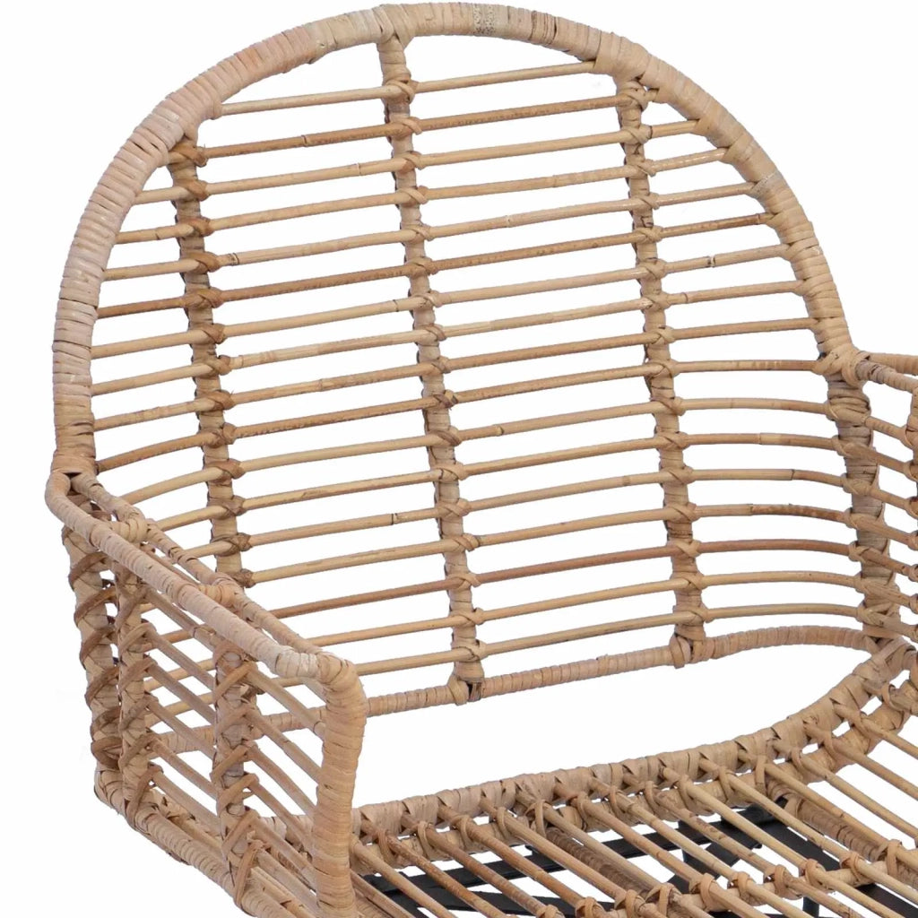 Sedia da pranzo 2 pcs Rattan e Ferro Naturale 57 x 55 x 85 cm