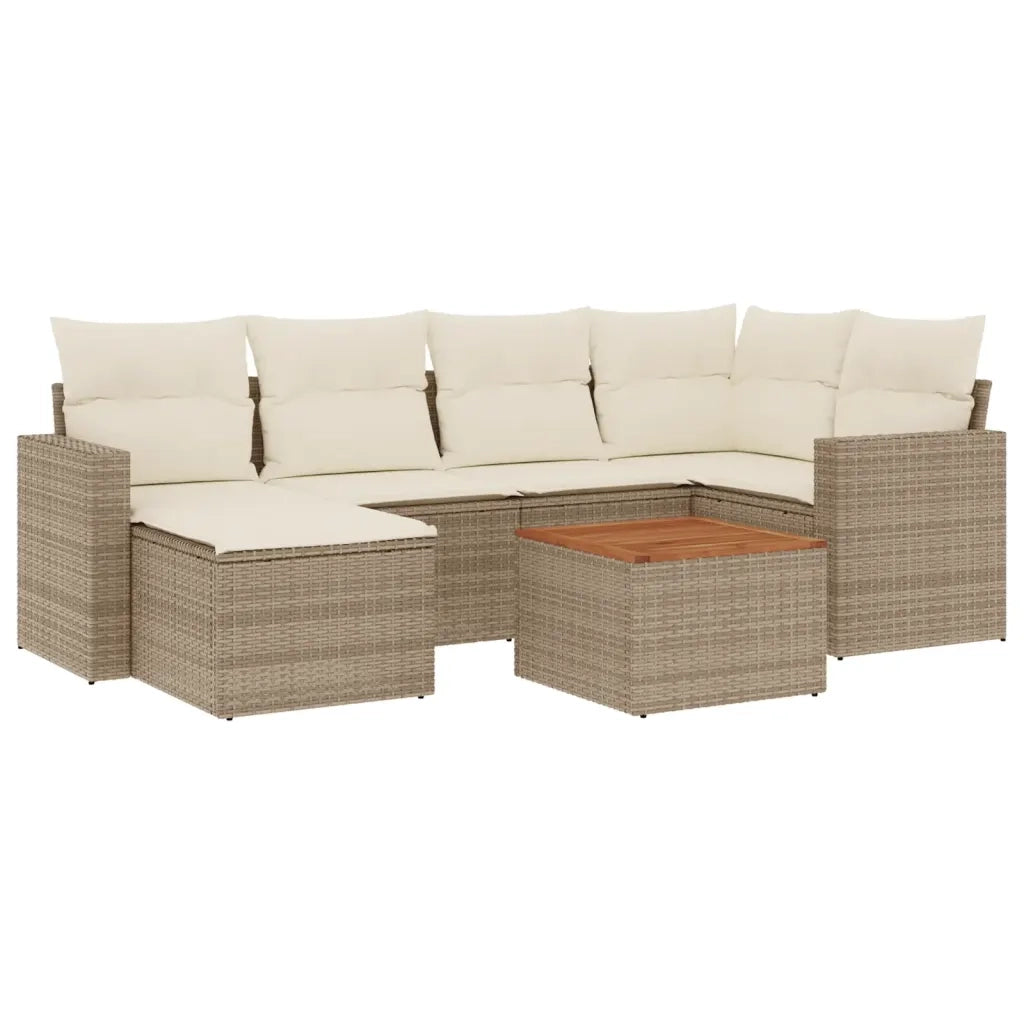 Set Divani da Giardino 7 pz con Cuscini Beige in Polyrattancod mxl 114790
