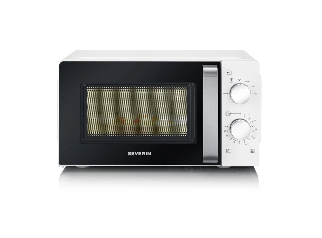Severin mw 7885 microonde forno a microonde per scongelare e riscaldare, forno a microonde con piatto girevole per una distribuzione uniforme del calore, bianco/nero