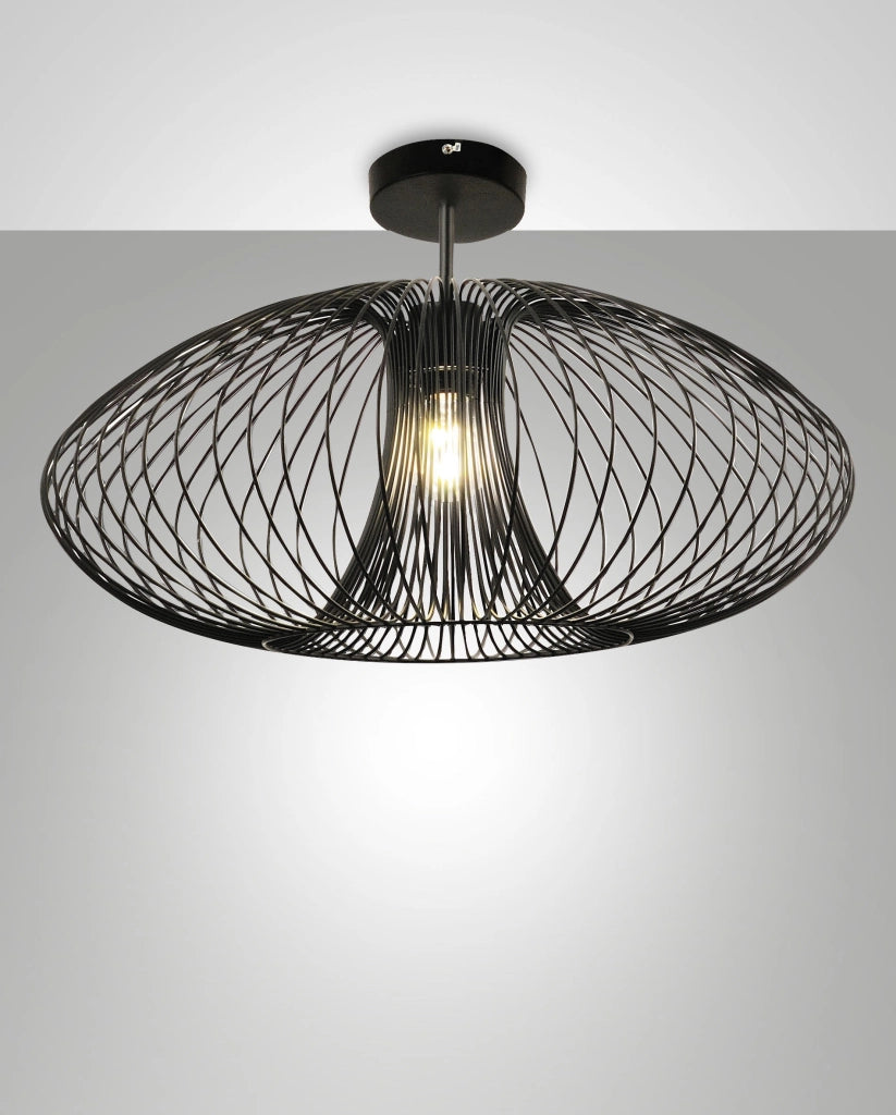 Plafoniera Fassa Ø60cm in metallo colore Nero, attacco E27 40W, design moderno ed elegante per illuminazione d'interni, IP20 - Fassa