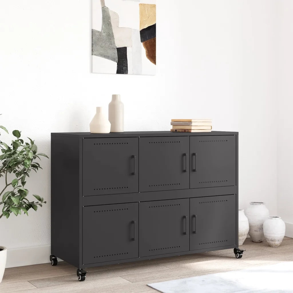 Credenza Nera 100,5x39x72 cm in Acciaio