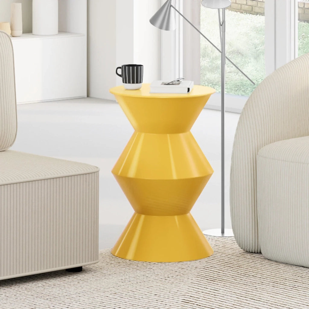 IDMarket - Tavolino rotondo, tavolino da salotto, comodini IRENE 30 cm in metallo giallo scuro