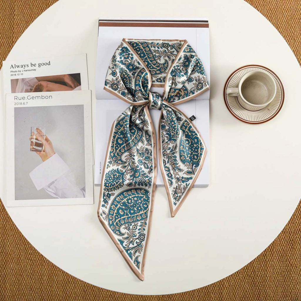 Nuova fascia per capelli alla moda con decorazioni in seta, piccola sciarpa, elastico per capelli, foulard, cintura