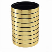 Trade Shop - Bicchiere Porta Spazzolini Da Denti Oro A Righe Stile Moderno Arredo Bagno 10386 -
