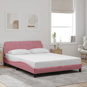 Giroletto con Testiera senza Materasso Rosa 140x190 cm Velluto