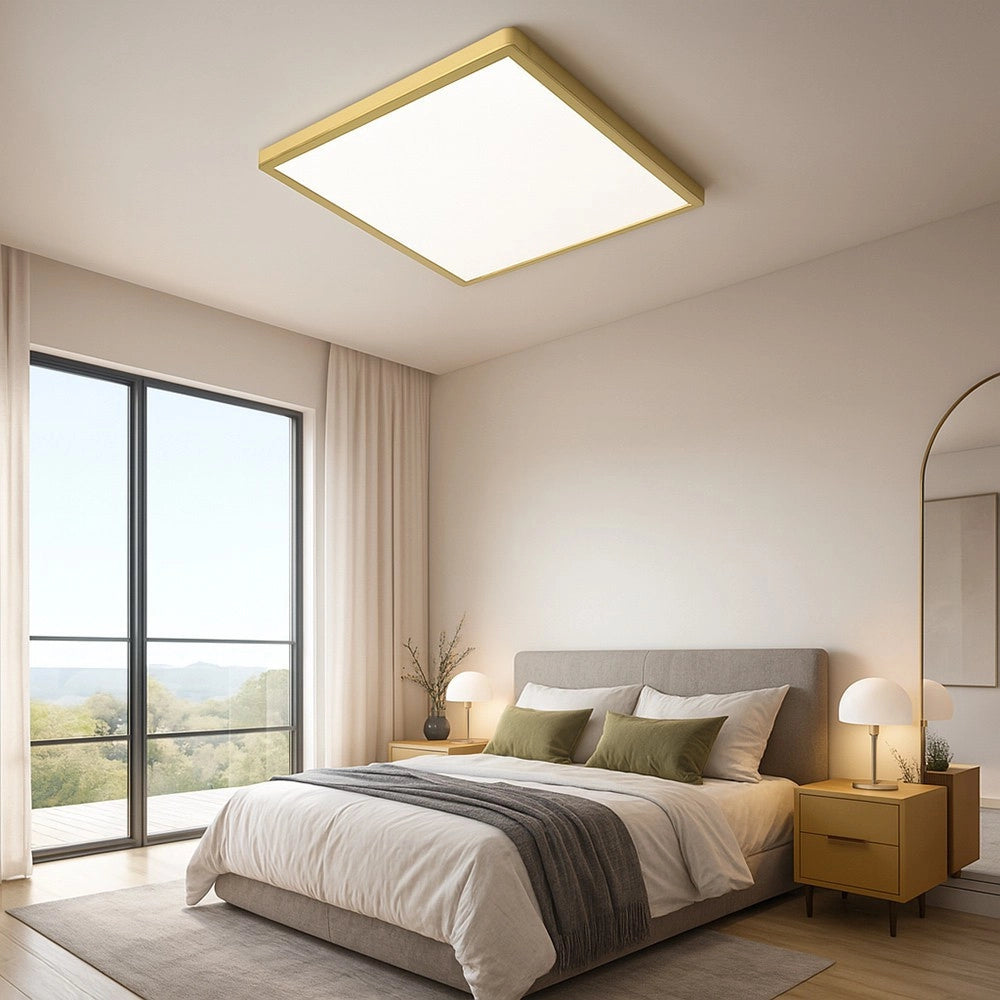 Trade Shop - Plafoniera Led Moderna Ultra Slim Quadrata 45w Ip40 Tecnologia Cct Con Switch Pq-450-3c - Oro Satinato
