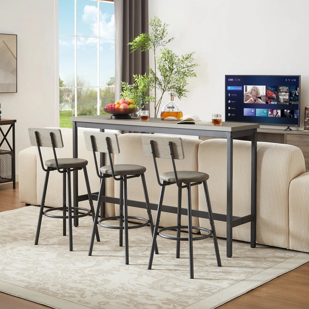 TAVOLO ALTO 160x40x95,5 cm Grigio e Nero Set da 3 unità