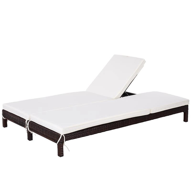 LETTINO PRENDISOLE A 2 POSTI E RATTAN CON MATERASSINO 195 X 120 X 28 CM BIANCO