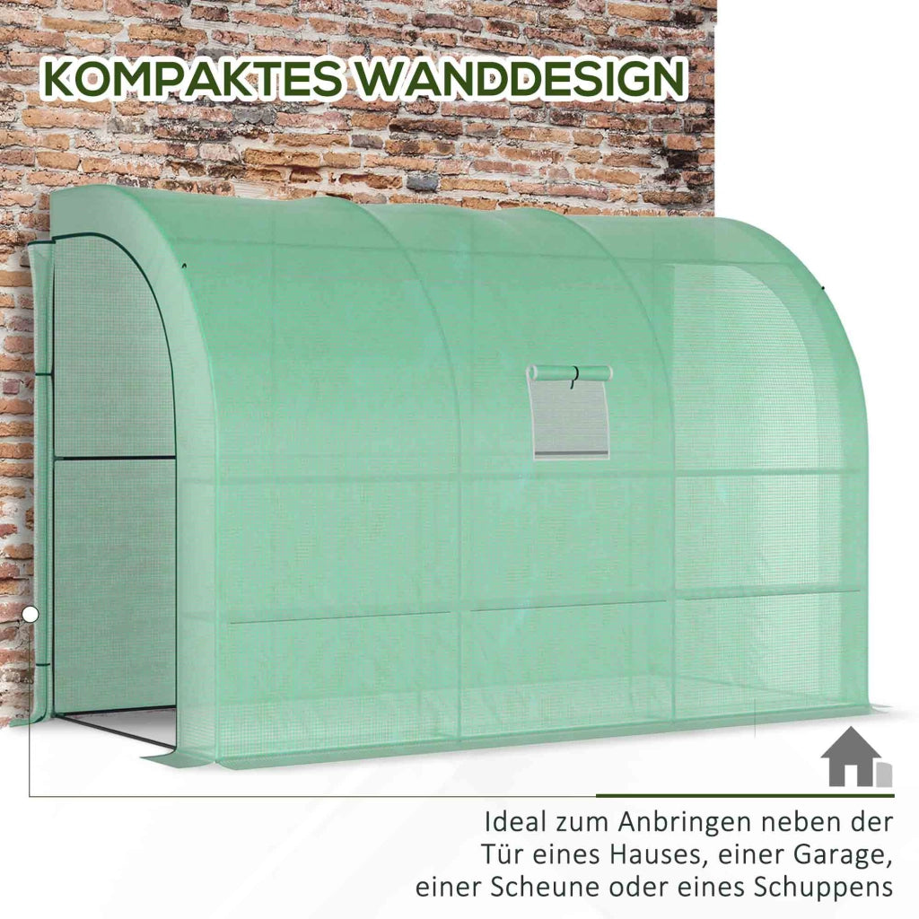 SERRA DA GIARDINO 300x150x213 cm Plastica Verde con Ripiani