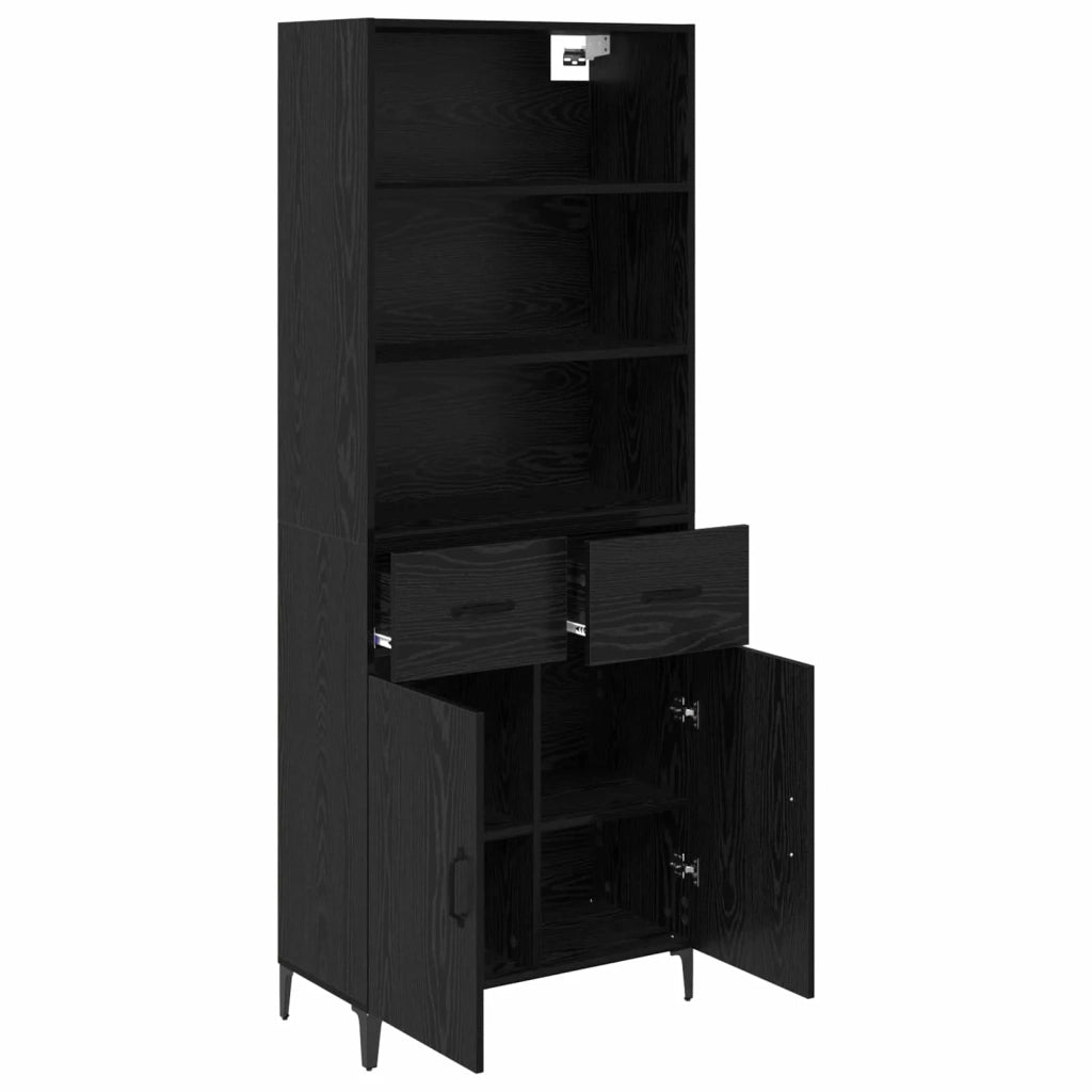 Credenza | Madia | Buffet da pranzo | Armadio da pranzo Rovere Nero 69,5 x 34 x 180 cm Legno multistrato