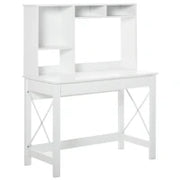 Scrivania con Spazio di Archiviazione, Scrivania Libreria in Legno Moderno con Mensole e Ampio Piano per Spazi Ridotti, Ufficio a Casa, Camera da Letto, 105 x 50 x 137,5 cm, Bianco