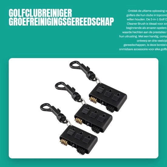 Accessori per golf - Pulitore per mazze da golf - Strumento per pulire la superficie - Facile da usare - Nero - Accessori per golf - Clip - 3 pezzi - Adatto per tutti i golfisti...