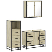 Set Mobili da Bagno | Armadio da bagno 3 pz Rovere Sonoma in Legno Multistrato