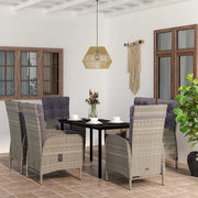 Set da Pranzo da Giardino 7 pz con Cuscini Grigio e Nero cod mxl 51988