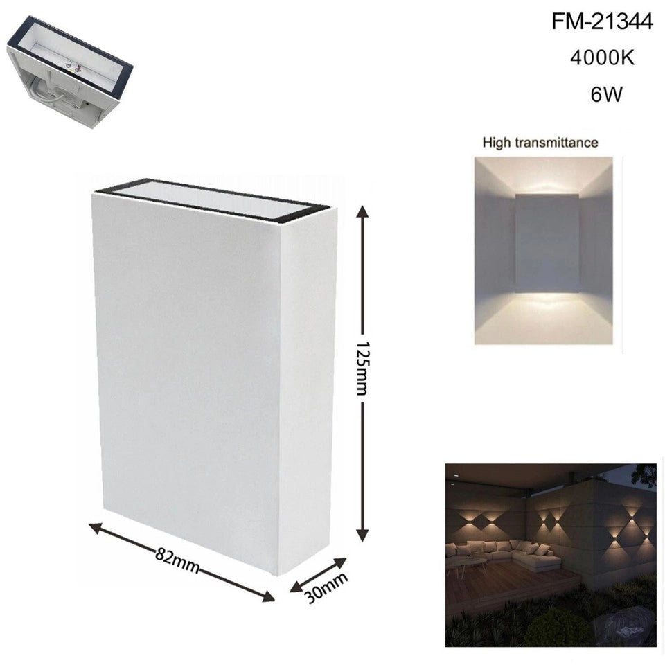APPLIQUE PARETE LED 6W LAMPADA MURO MODERNO DOPPIA LUCE NATURALE 4000K 21344