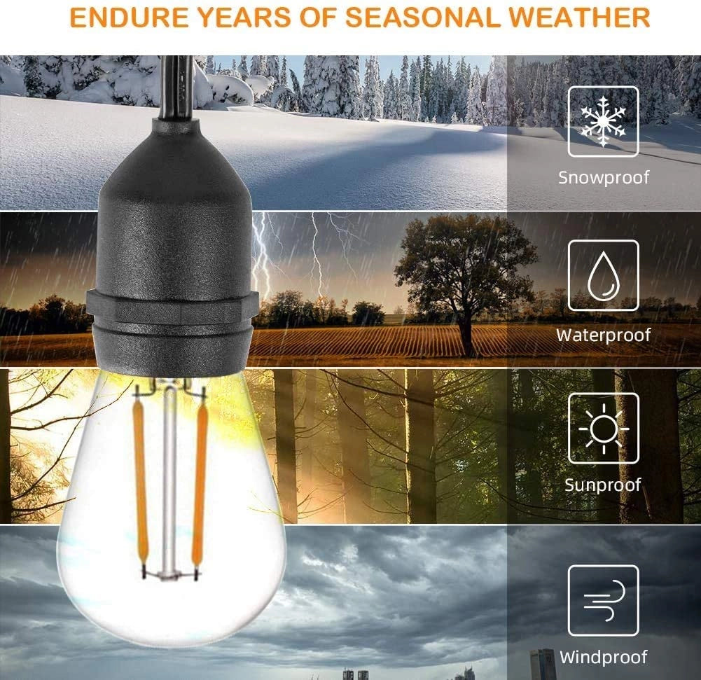 Catena luminosa da esterno corda di luci catenaria 10 metri prolungabile con 10 portalampada E27 lampadine non incluse