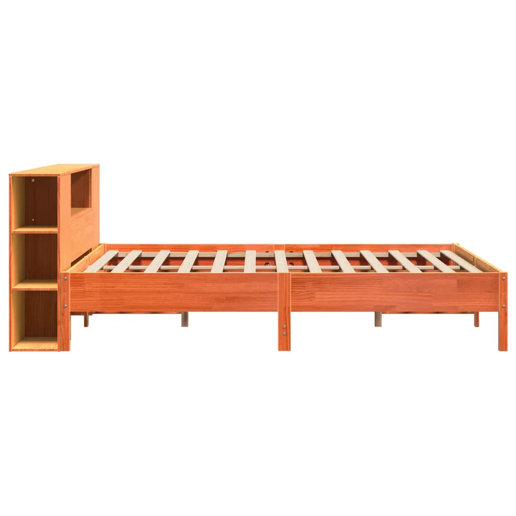 Letto matrimoniale | Letto per adulti | Letto Libreria senza Materasso Marrone Cera 200x200 cm in Pino