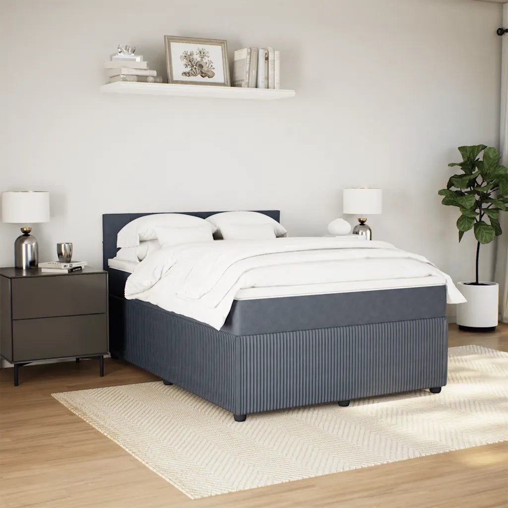 Giroletto a Molle con Materasso Grigio Scuro 140x200 cm Velluto 3290059