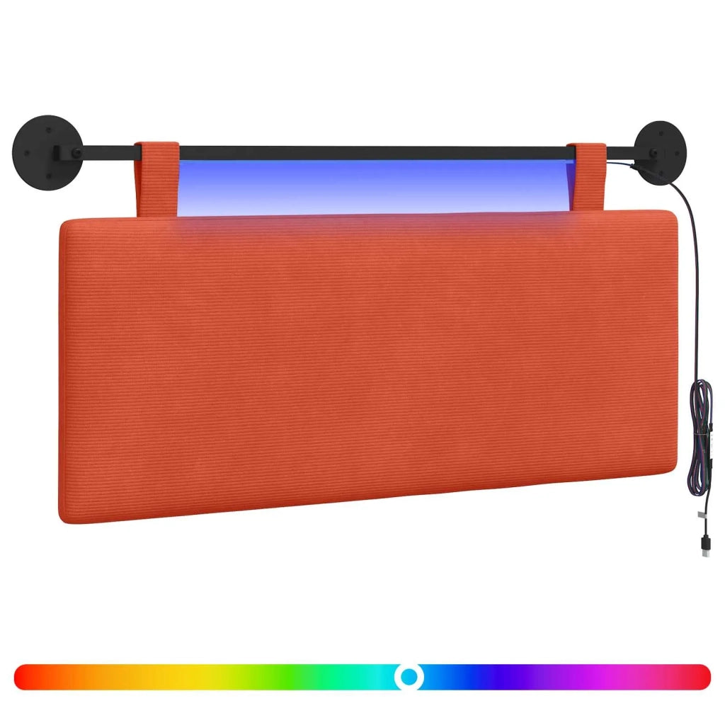 Testiera sospesa Con luce LED Rosso Arancio Tessuto in Cords 3424298