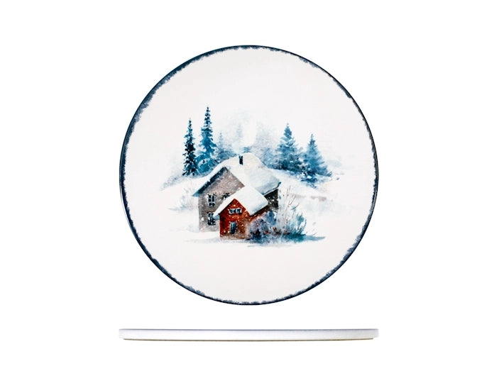 Sottopentola Tondo in Ceramica Paesaggio Innevato