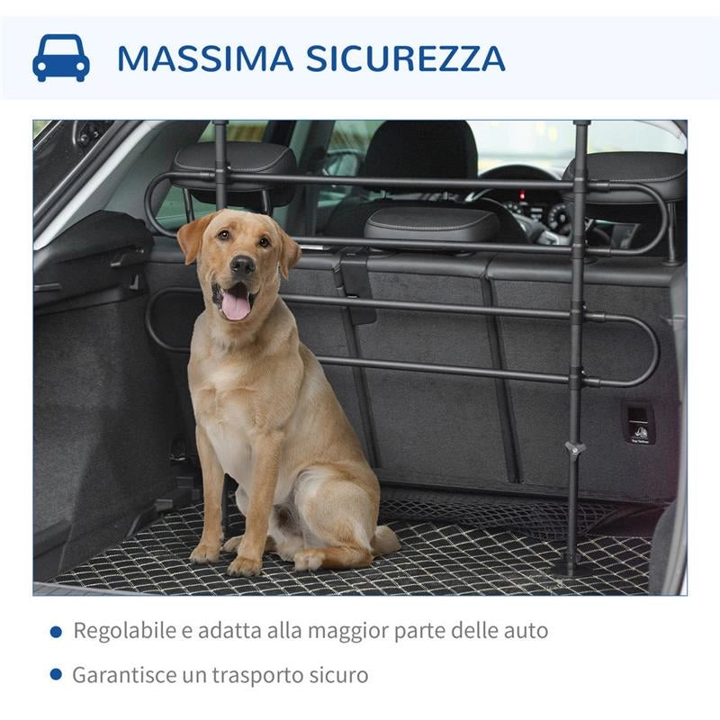 GRIGLIA DI PROTEZIONE REGOLABILE PER I ANIMALI DOMESTICI ADATTO A OGNI AUTO NERO